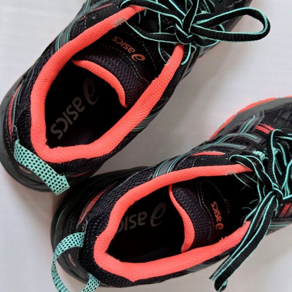 Asics Gel Venture 5 Sneakers Womens 6.5 Black Blue Orange Trail Running Shoes - Picture 9 of 12